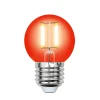 LED-G45-5W/RED/E27 GLA02RD картон Лампочка светодиодная шар красная E27 5W Uniel LED-G45-5W/RED/E27 GLA02RD