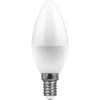 25800 Лампочка светодиодная свеча белая колба E14 9 Вт 6400K холодное белое свечение Feron 25800
