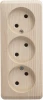 PA16-009D Розетка накладная тройная без заземления (сосна) Systeme Electric Etude PA16-009D