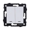REA-S-014WH Выключатель кнопочный 2-клавишный 10А/250В с LED подсветкой, белый Kollinger REA-S-014WH для Aspekt, Eleganz, Reflex
