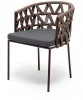 DIE-CH-st001 RAL8016 Mua brown(D-gray027) "Диего" стул плетеный из роупа, каркас из стали коричневый (RAL8016) муар, роуп коричневый круглый, ткань темно-серая 027 4SIS арт.УТ-00007876
