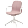 193.863.37 ЛОНГФЬЕЛЛЬ Рабочий стул с подлокотниками, Гуннаред светлый коричнево-розовый, белый
