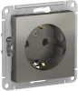 ATN000943 Розетка встраиваемая с заземлением (сталь) Systeme Electric AtlasDesign ATN000943