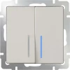WL03-SW-2G-LED-ivory Выключатель встраиваемый двухклавишный с подсветкой Werkel, слоновая кость