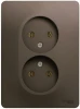 GSL000820 Розетка встраиваемая двойная без заземления (шоколад) Systeme Electric Glossa GSL000820