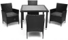 13355 Обеденный сет (стол+4стула) (mod. 210036) черный, ткань: DB-16, серый (пластиковый ротанг, стекло)