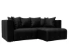 129912 Диван угловой Лига-052 НПБ угол универсальный (ЛДСП,Брус,Фанера/Пластик/Экокожа/Черный) Лига Диванов 129912