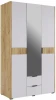 576856 Шкаф Woodville Адам трехдверный с зеркалом дуб крафт золотой / белое дерево арт.576856