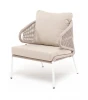 MIL-A-001W beige(beige) Кресло плетенное из роупа, каркас алюминий белый, роуп бежевый кругл, ткань бежевая 4SIS Милан MIL-A-001W beige(beige)