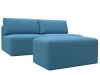 129677 Диван прямой модульный с пуфом Лига-060 НПБ (ЛДСП,Брус,Фанера/Пластик/Рогожка/Голубой) Лига Диванов 129677