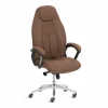 25933 Кресло Босс Люкс/Boss Lux (26) хром Экокожа LUX Classic 18-24, коричневый Tetchair 25933