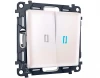 MA204060 Комплект механизма 2-кл выключателя с самовозвратом с подсветкой 10000K Ambrella Volt ALFA MA204060 Жемчуг QUANT (AP2040, VM129, G17B)