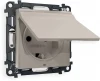 MA368010 Комплект механизма Ambrella Volt электрической розетки ALFA MA368010 Серо-бежевый матовый с заземлением со шторками и защитной крышкой 2P+E 16A-250V IP44 QUANT