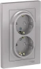 ATN000326 Розетка встраиваемая двойная с заземлением (алюминий) Systeme Electric AtlasDesign ATN000326