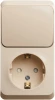 BPA16-201K Розетка накладная с заземлением с одноклавишным выключателем (кремовый) Systeme Electric BPA16-201K