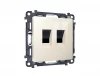 MA312110 Комплект механизма двойной Ethernet RJ-45 розетки с автоматической защитной шторкой встраиваемый (бежевый глянец) Ambrella Volt QUANT MA312110