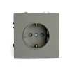 49958 Розетка с заземлением и шторками (платиново-серый, soft touch) Stekker Эмили 49958