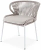 MIL-CH-001 W Mua beige(beige052) "Милан" стул плетеный из роупа, каркас алюминий белый муар, роуп бежевый круглый, ткань бежевая 052 4SIS арт.УТ-00008596