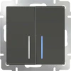 WL07-SW-2G-2W-LED Выключатель встраиваемый двухклавишный проходной с подсветкой Werkel, серо-коричневый