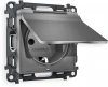 MA658010 Комплект механизма Ambrella Volt электрической розетки ALFA MA658010 Антрацит серый с заземлением с шторками и защитной крышкой 2P+E 16A-250V IP44 QUANT