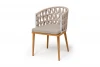 DIE-CH-T002 W Mua beige(beige052) "Диего" стул плетеный из роупа, основание дуб каркас из стали белый муар, роуп бежевый круглый, ткань бежевая 052 4SIS DIE-CH-T002 W Mua beige(beige052)