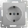 WL09-SKGS-01-IP44 Розетка встраиваемая с заземлением и шторками Werkel, серебряный рифленый