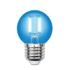 LED-G45-5W/BLUE/E27 GLA02BL картон Лампочка светодиодная шар синяя E27 5W Uniel LED-G45-5W/BLUE/E27 GLA02BL