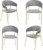FR 0910K Комплект из 4-х стульев Turin серый с золотыми ножками Bradexhome арт.FR 0910K
