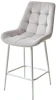 688M04887 Полубарный стул ХОФМАН, цвет H-09 Светло-серый, велюр / белый каркас H=63cm