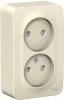 BLNRA001212 Розетка накладная двойная без заземления со шторками (молочный) Systeme Electric Blanca BLNRA001212