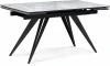 612177 Стол стеклянный Notta Дарвин 140(200)х80 белый мрамор / черный арт.612177