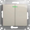 GSL000953 Выключатель встраиваемый двухклавишный с подсветкой (молочный) Systeme Electric Glossa GSL000953