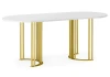 620408 Кухонный стол Notta Хьюго О 160 х 90 белая шагрень пленка / золотые ноги