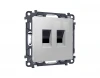 MA412110 Комплект механизма компьютерной двойной Ethernet RJ-45 розетки с автоматической защитной шторкой встраиваемый (серебро глянец) Ambrella Volt QUANT MA412110