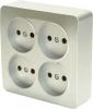 49333 Розетка 4-х местная без заземления (серебро) Stekker София 49333