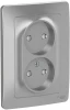 BLNRS000123 Розетка встраиваемая двойная без заземления со шторками (алюминий) Systeme Electric Blanca BLNRS000123
