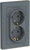 ATN000724 Розетка встраиваемая двойная с заземлением (грифель) Systeme Electric AtlasDesign ATN000724