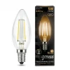 103801105 Лампочка светодиодная E14 5 Вт 420 lm 2700K теплое желтое свечение Gauss Filament 103801105