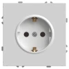 49880 Розетка с заземлением и шторками (белый фарфор, soft touch) Stekker Эмили 49880