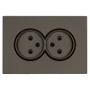 49929 Розетка двойная без заземления со шторками (антрацит, soft touch) Stekker Эмили 49929