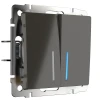 WL07-SW-2G-2W-LED Выключатель двухклавишный проходной с подсветкой (серо-коричневый) WL07-SW-2G-2W-LED (a035911)