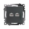 50008 Розетка Ethernet RJ-45 двойная (графит) Stekker Катрин 50008