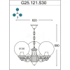 G25.120.S30.VXE27 Люстра подвесная уличная Fumagalli, 3 плафона, зеленый с черным и прозрачным