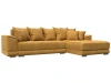 127934 Диван угловой НордСтар правый угол (ДСП,Брус/Пластик/Велюр/Желтый) Лига Диванов 127934
