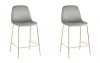 УТ000038455 Стул полубарный Валенсия SN, велюр серый, золотые ножки 2 шт Stool Group арт.УТ000038455