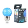 52162 Лампа светодиодная Feron LB-385 52162 шарик синий прозрачный E27 1W 230V