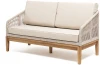 KAN-S-2-T002 beige(beige15052) "Канны" диван 2-местный плетеный из роупа, основание дуб, роуп бежевый круглый, ткань бежевая 15052 4SIS арт.УТ-00010333