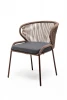 MIL-CH-001RAL8016 brown(D-gray) Стул плетенный из роупа, каркас алюминий коричневый(RAL8016), роуп коричневый кругл, ткань темно-серая 4SIS Милан MIL-CH-001RAL8016 brown(D-gray)
