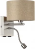 8250/2W Бра на гибкой ножке для чтения Lumion Nikki 8250/2W никель/бежевый, металл/текстиль Е14 40W+ LED 3W 4000K 220V (выключатель)