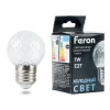 52176 Лампа светодиодная Feron LB-385 52176 шарик 6400K прозрачный E27 1W 230V